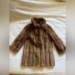 Luxurious Brown Real Fur Stroller Coat, size small - medium